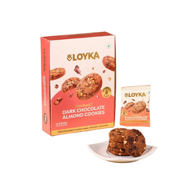 Dark Chocolate Almond Cookies (No Maida) 16 Pcs Box