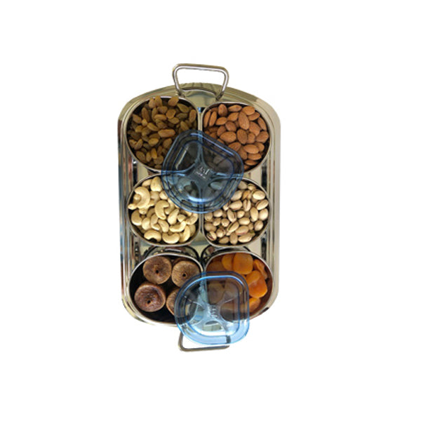 Dry Fruits Gift Box 1 Kg (with Stainless Steel Tray) 6 IN 1